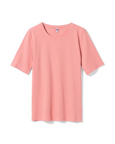 Damen-T-Shirt, Regular Fit, gerippt rosa rosa - 36306650PINK - HEMA