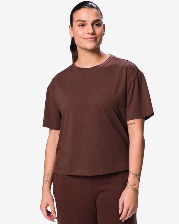 t-shirt femme coton marron fonc&eacute; marron fonc&eacute; - 36004920DARKBROWN - HEMA