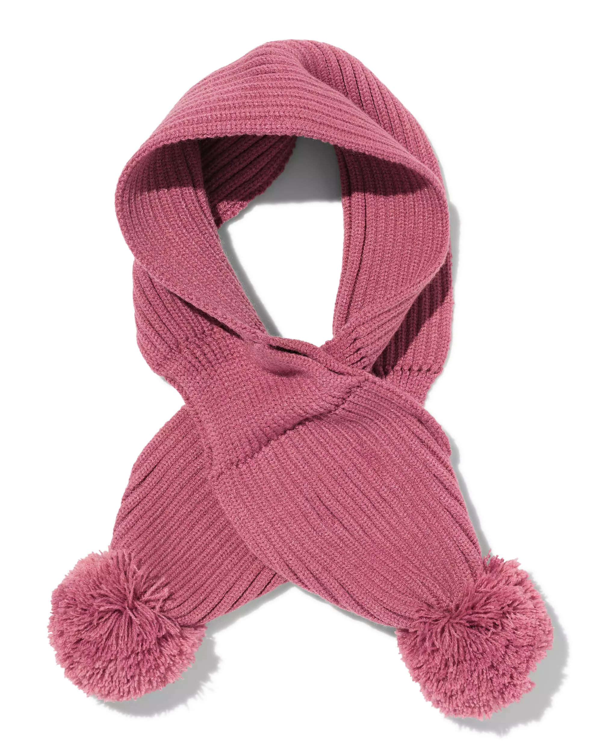 rosa Brooklyn Babyschal aus Strick mit Bommeln