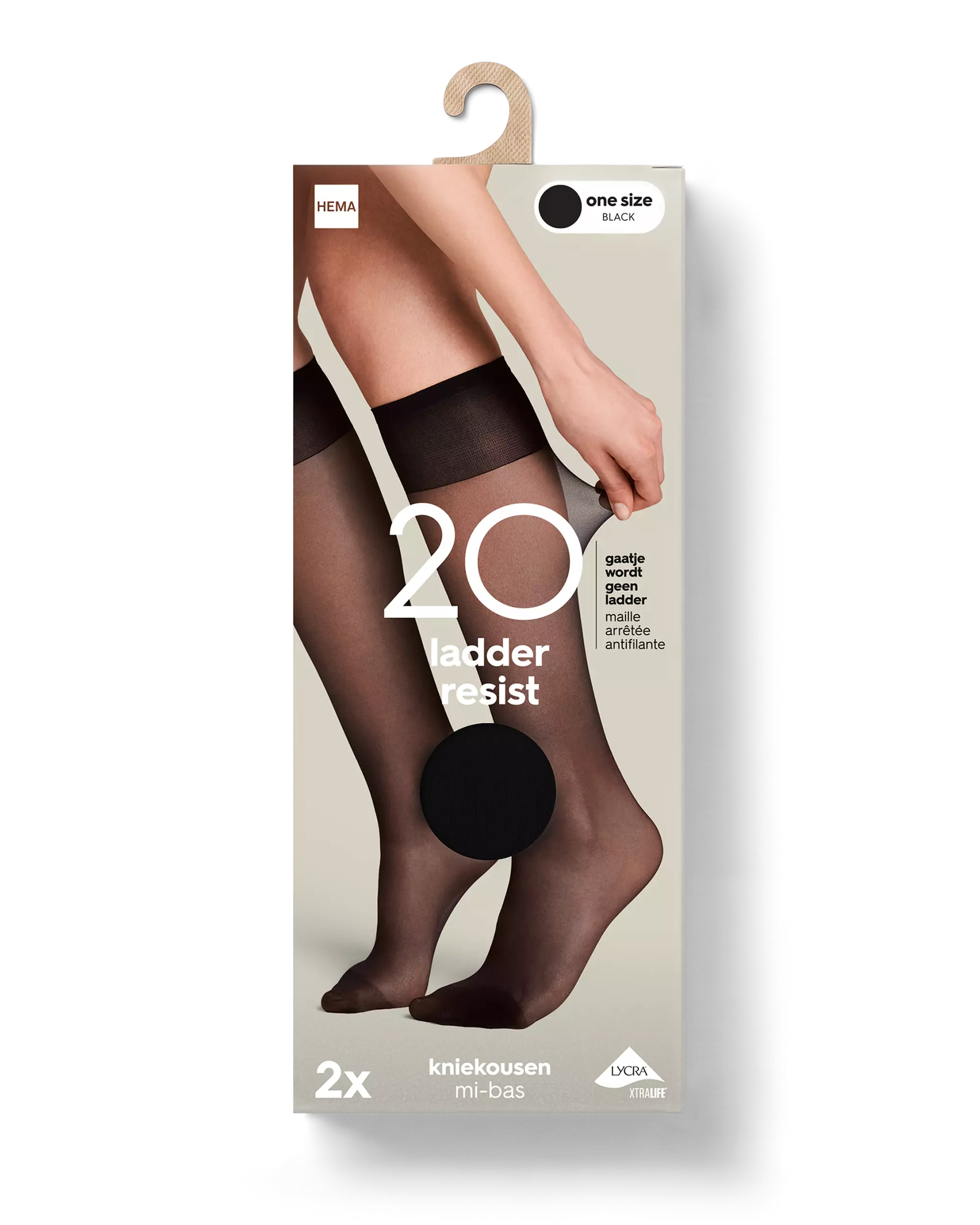mi-bas anti-filage 20 deniers mats - 2 paires