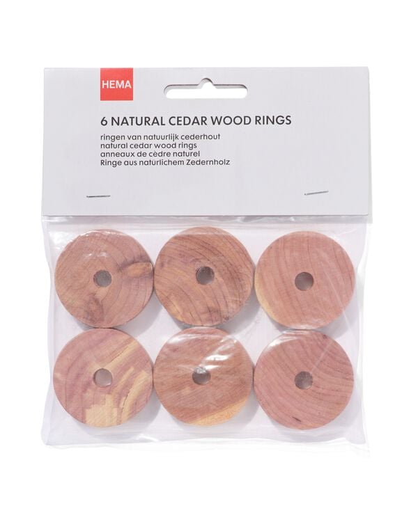 6 anneaux en bois de c&egrave;dre naturel - 39800034 - HEMA