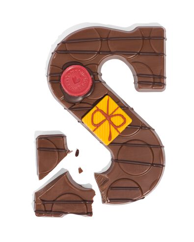 Lettre en chocolat d&eacute;cor&eacute;e &agrave; la main lait S 180g S lait - 24427419 - HEMA