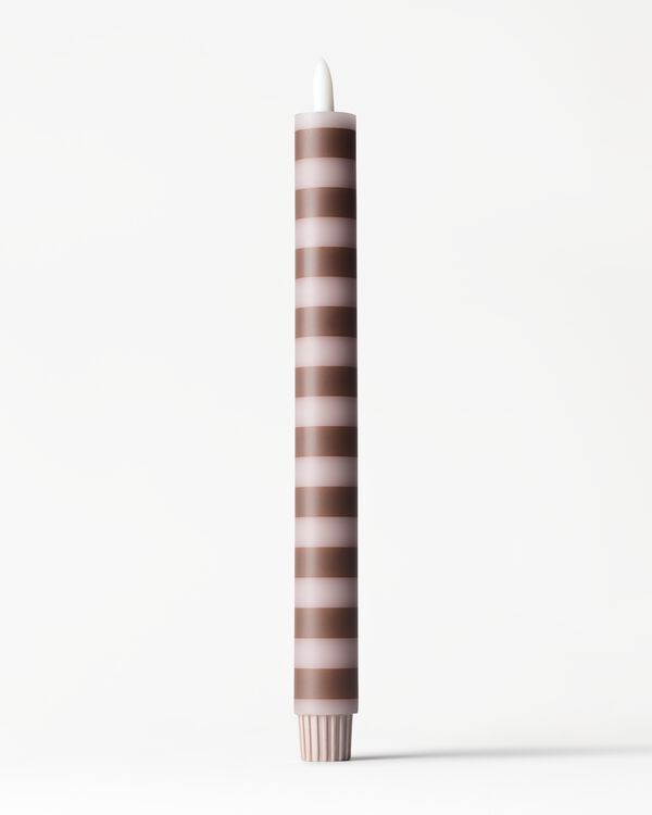 bougie longue led ⌀2,5 x 27,3 cm rayures marron-naturel - 13550208 - HEMA