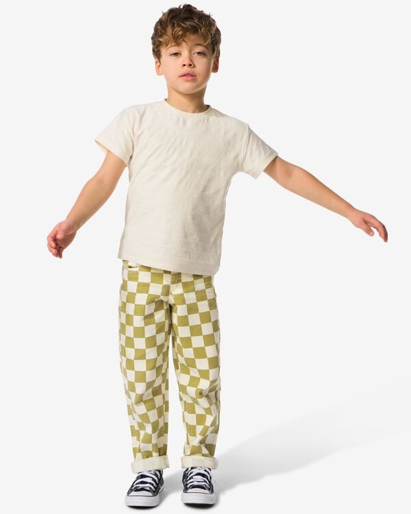 kinderbroek regular fit blokken groen groen - 30709503GREEN - HEMA
