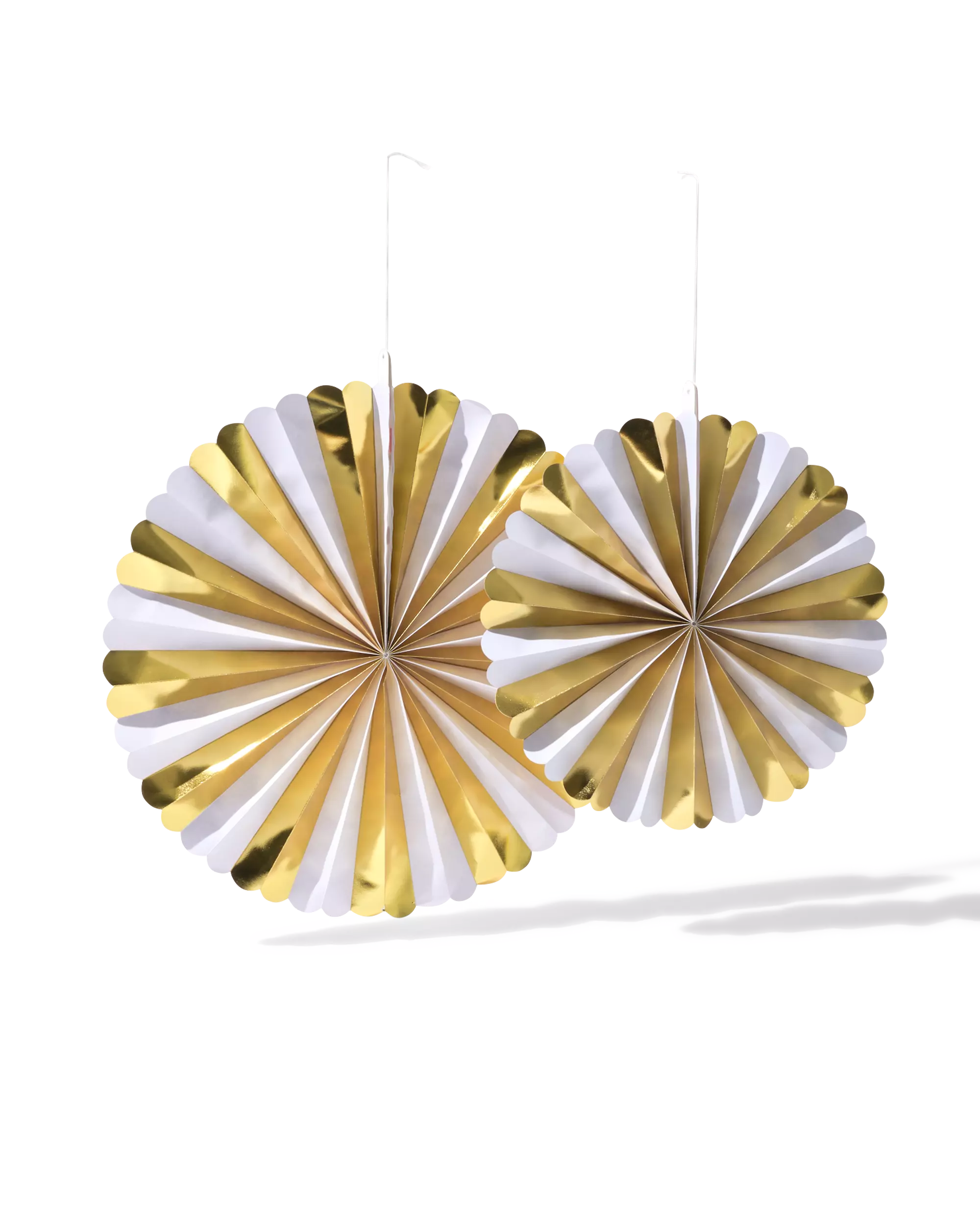 Fächer 45 × 45 cm Papier Gold-Silber – 2 Stück
