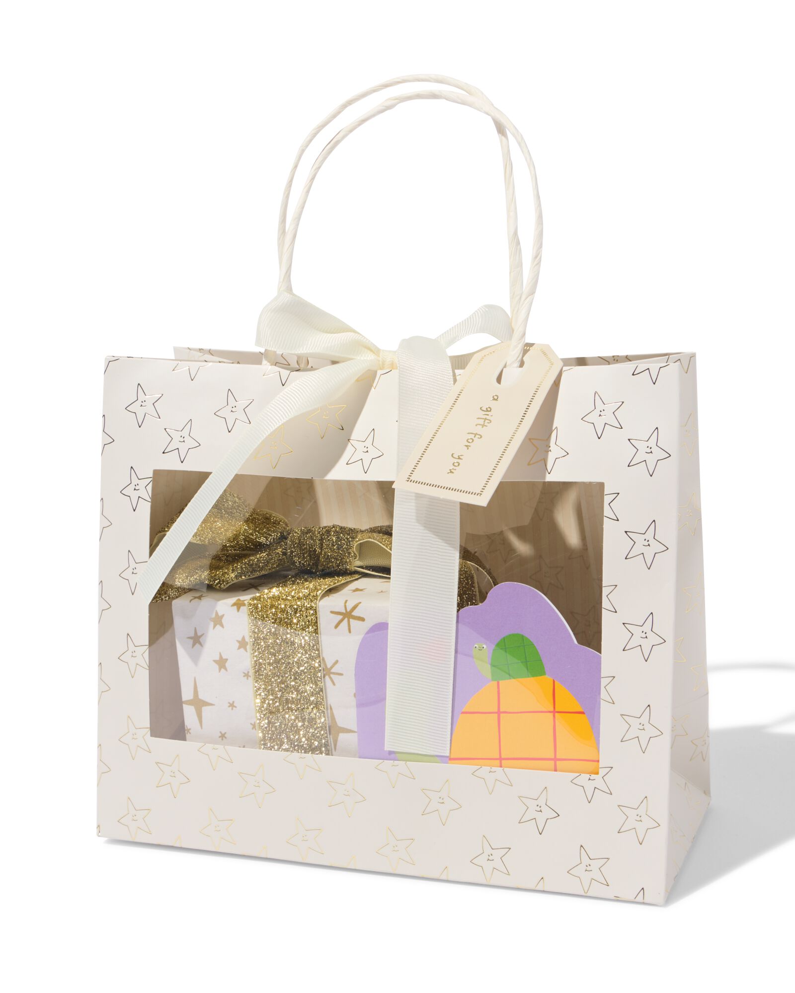 sac cadeau 22 x 26,5 cm avec fen&ecirc;tre &eacute;toiles  - 61102580 - HEMA