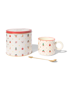boîte à biscuits avec mug et cuillère de Noël