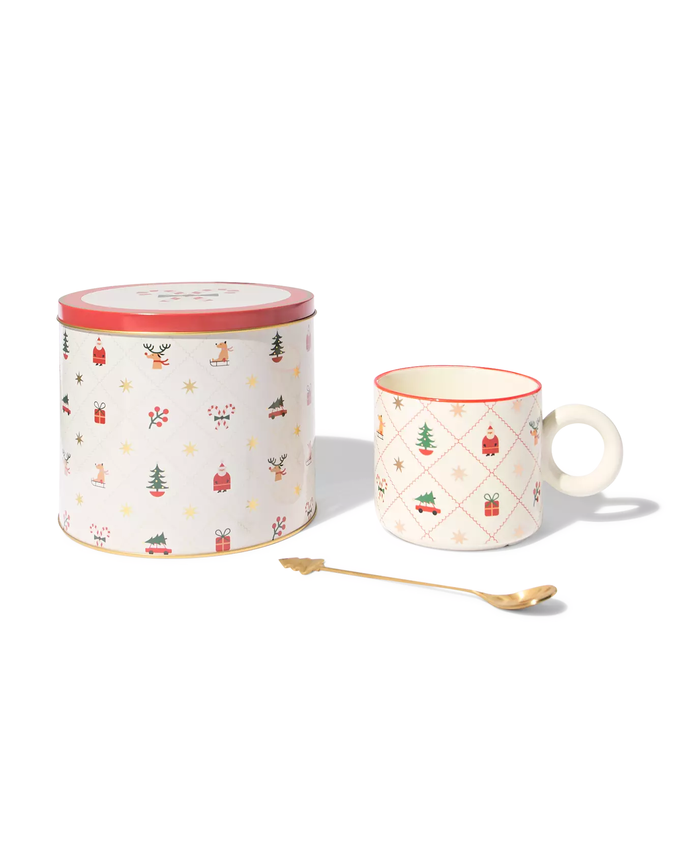 boîte à biscuits avec mug et cuillère de Noël