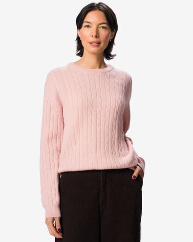 damestrui wol regular fit kabel lichtroze lichtroze - 36215050LIGHTPINK - HEMA
