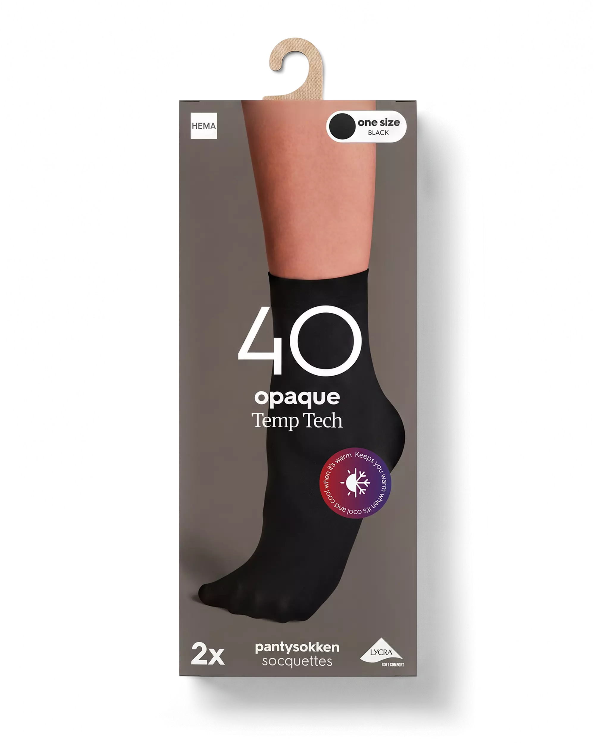socquettes temp tech 40 deniers - lot de 2