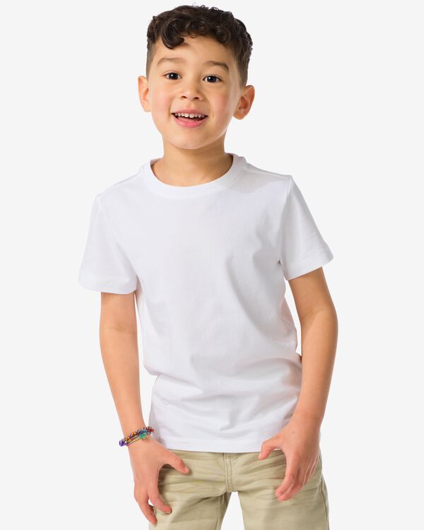 2 pak kinder t-shirts - biologisch katoen wit wit - 30729401WHITE - HEMA
