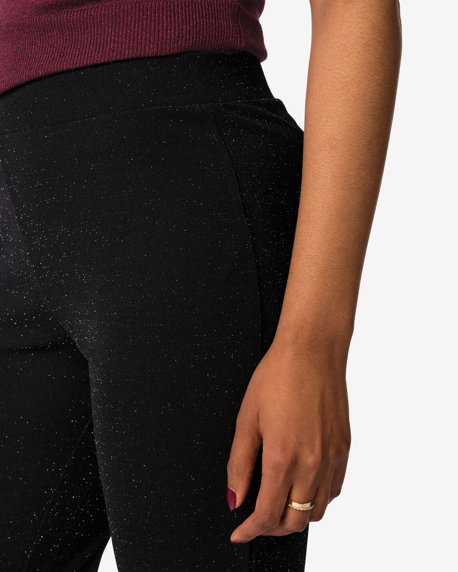 damesbroek flared glitter zwart zwart - 36212580BLACK - HEMA