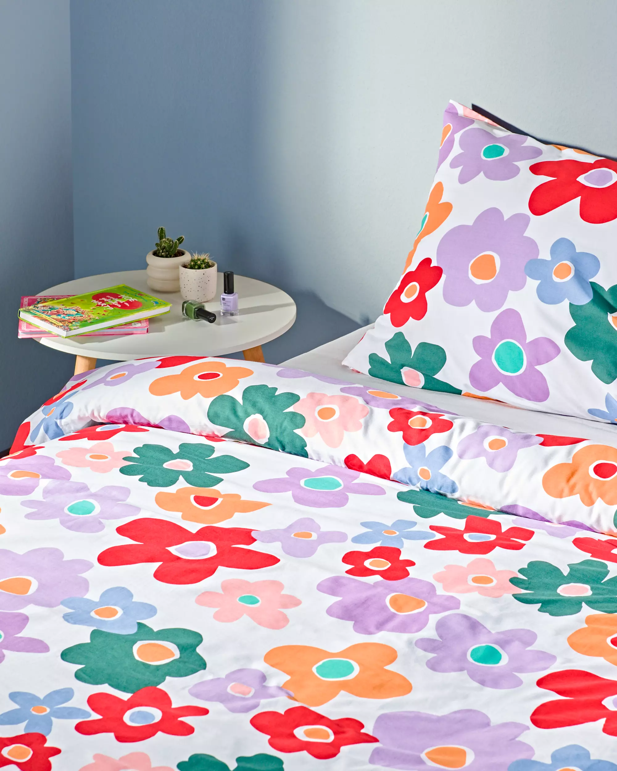housse de couette coton doux enfant 140x200 fleurs