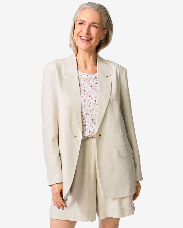 blazer femme Isla avec lin sable sable - 36219560SAND - HEMA