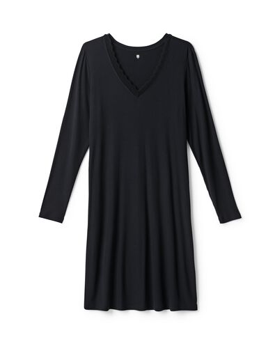 chemise de nuit femme modal c&ocirc;tel&eacute; noir noir - 23401978BLACK - HEMA