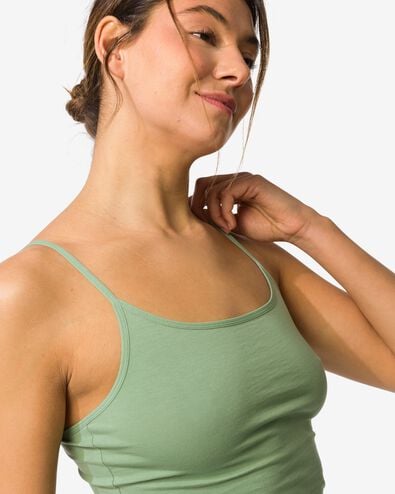 d&eacute;bardeur femme coton bretelles spaghetti vert - 19602455GREEN - HEMA