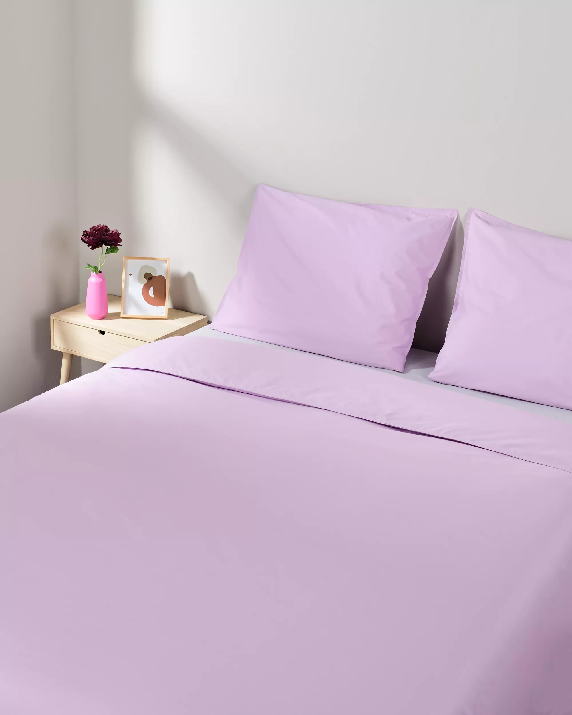 housse de couette 240x200/220 cm, percale de coton hôtel lilas