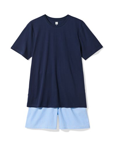pyjashort homme Philip jersey rayures bleu clair bleu clair - 23686230LIGHTBLUE - HEMA