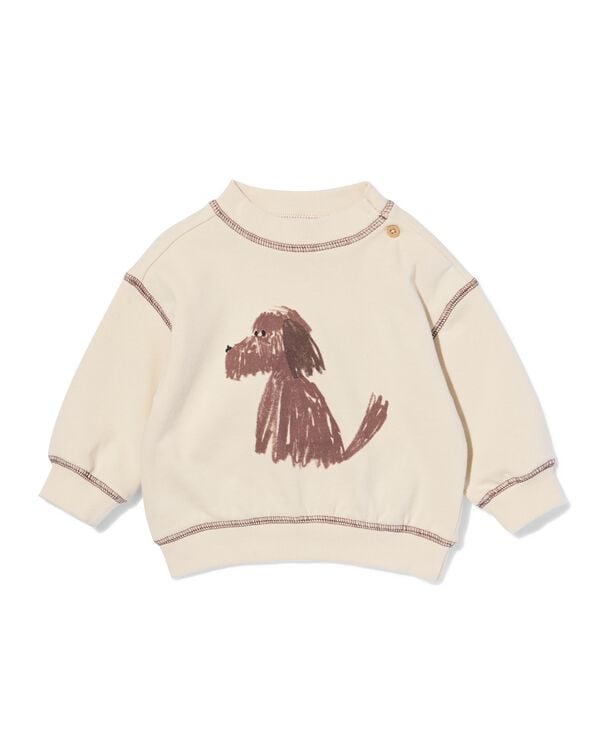 babytrui sweatstof hond ecru ecru - 33102380ECRU - HEMA