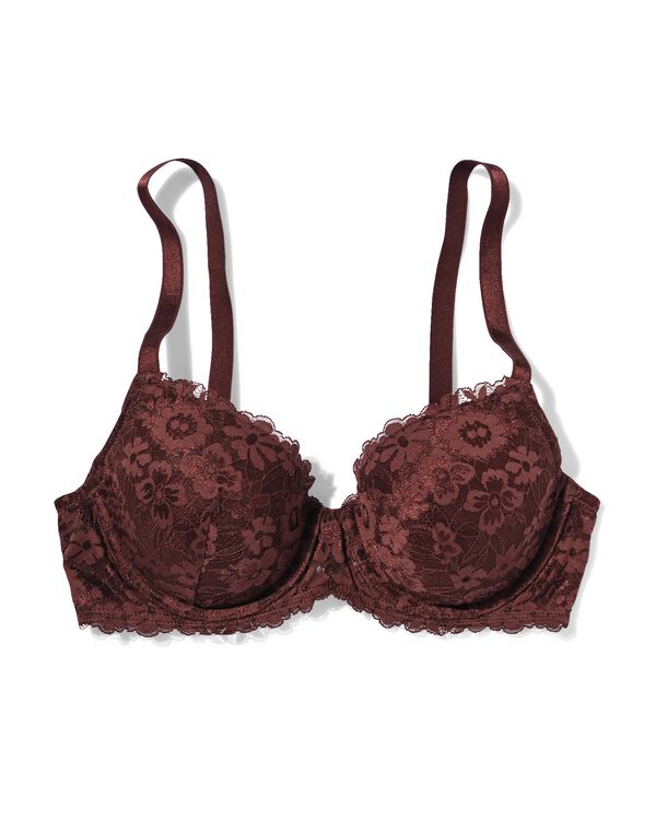 voorgevormde kanten bh met beugel donkerbruin - 21803870DARKBROWN - HEMA