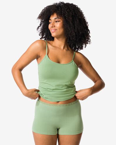 boxer femme sans coutures microfibre avec dentelle vert vert - 19603072GREEN - HEMA