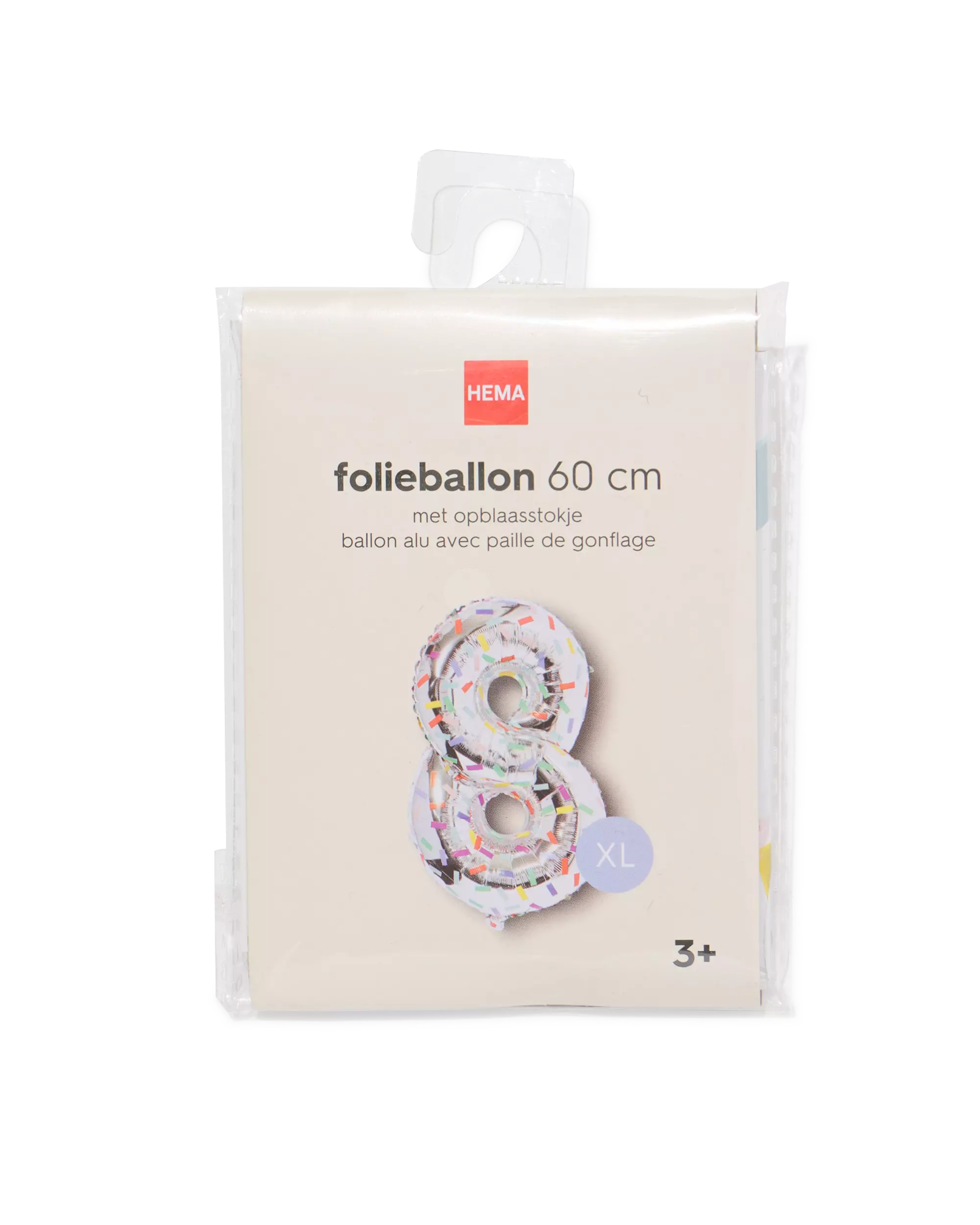 Folienballon Zahl 8 60 cm Konfetti