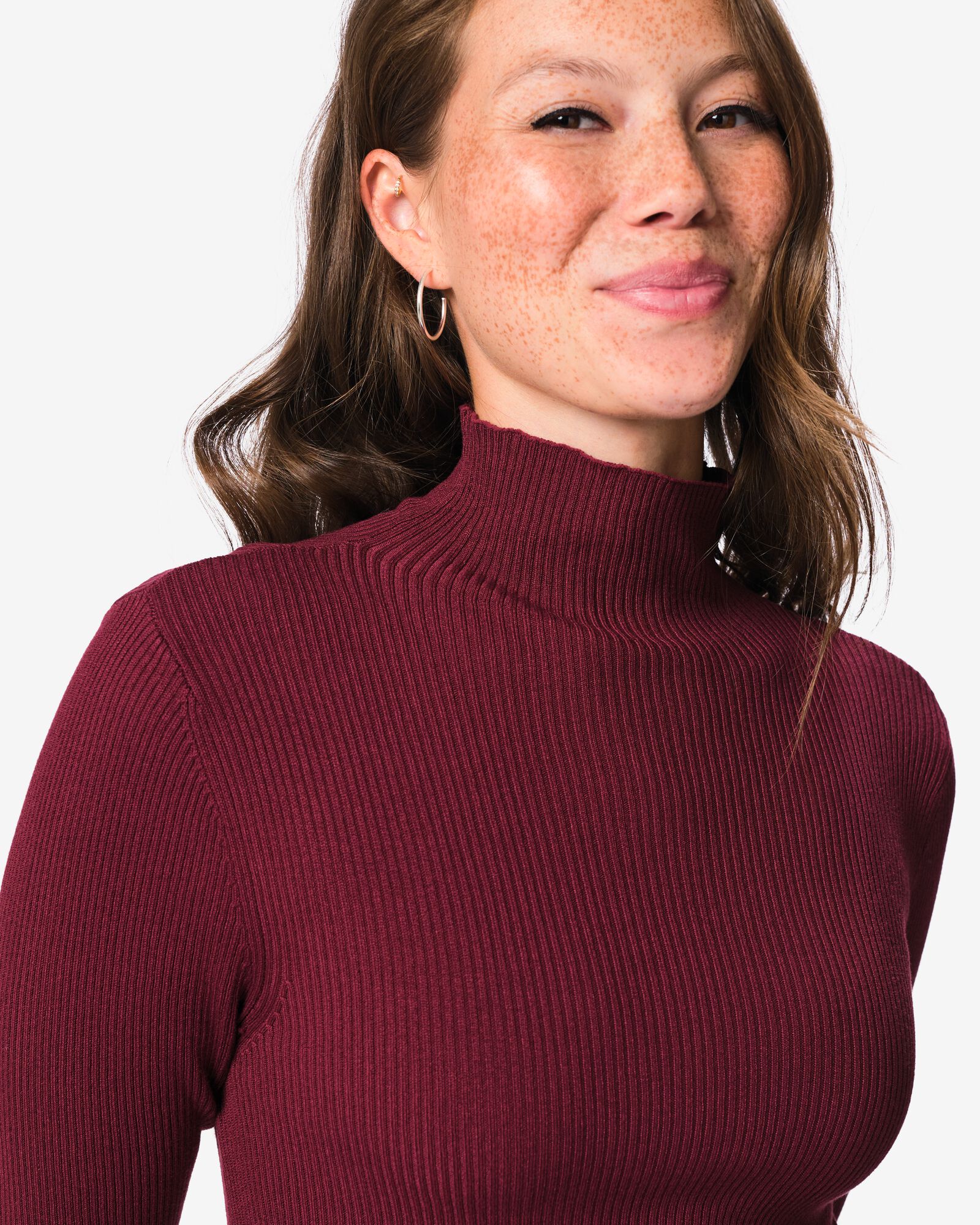damestrui rib bordeauxrood bordeauxrood - 36214840BURGUNDYRED - HEMA