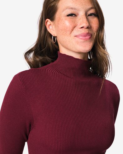 damestrui rib bordeauxrood bordeauxrood - 36214840BURGUNDYRED - HEMA