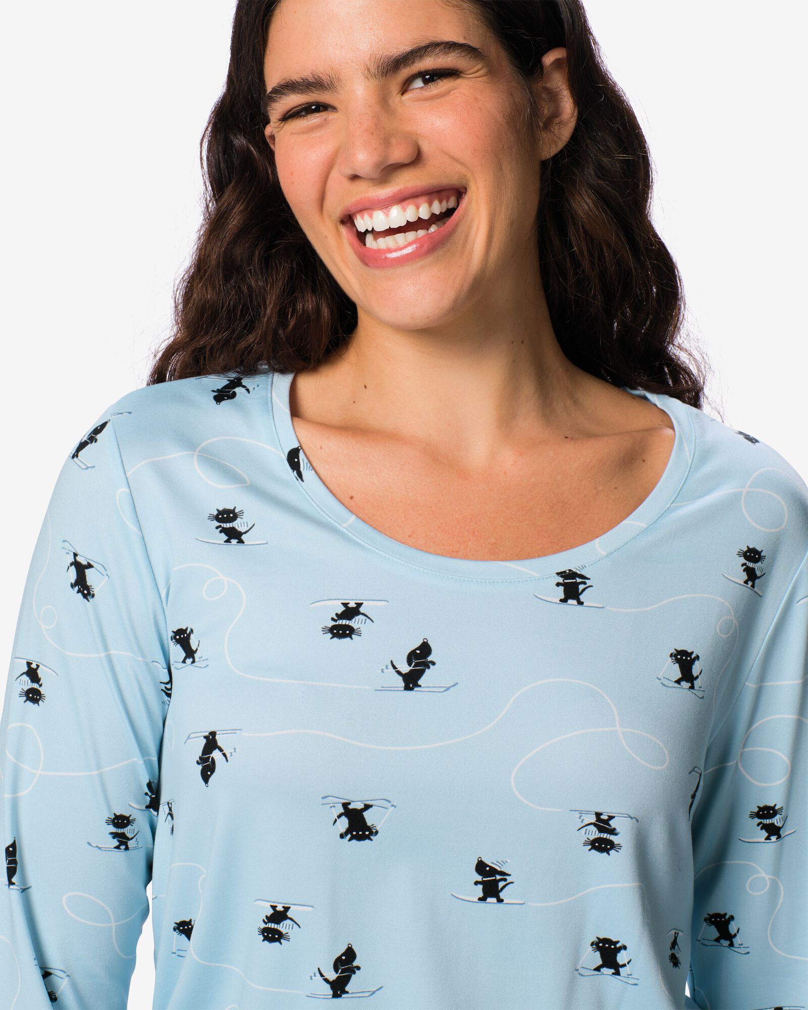 pyjama femme Takkie microfibre bross&eacute;e bleu clair bleu clair - 23401956LIGHTBLUE - HEMA