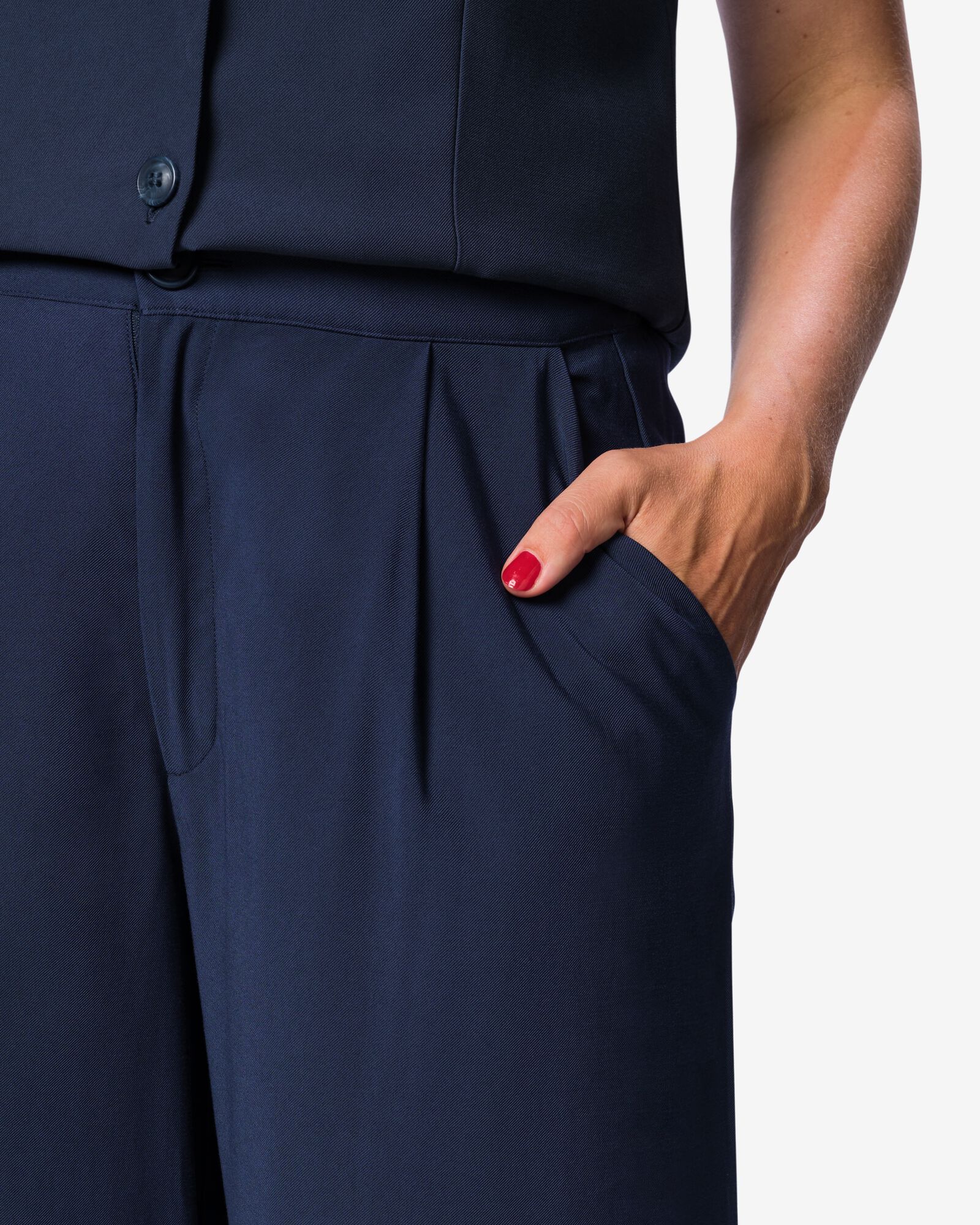 damesbroek Sarie wide fit donkerblauw donkerblauw - 36212550DARKBLUE - HEMA