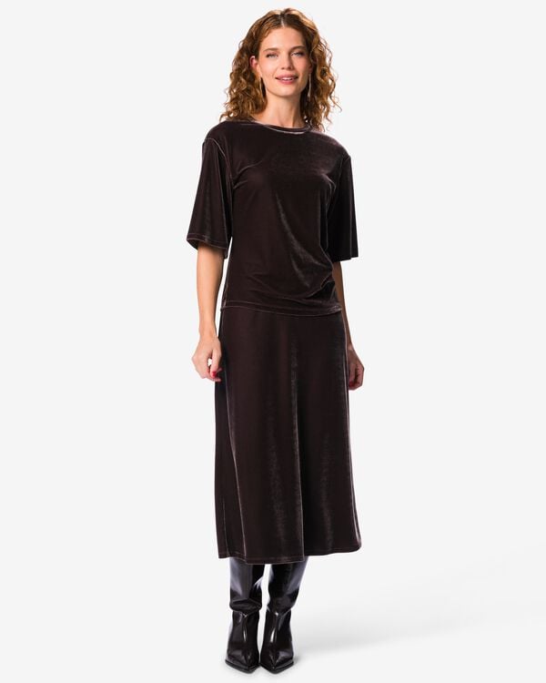 jupe femme Ovetta velours chocolat chocolat - 36215520CHOCOLATEBROWN - HEMA