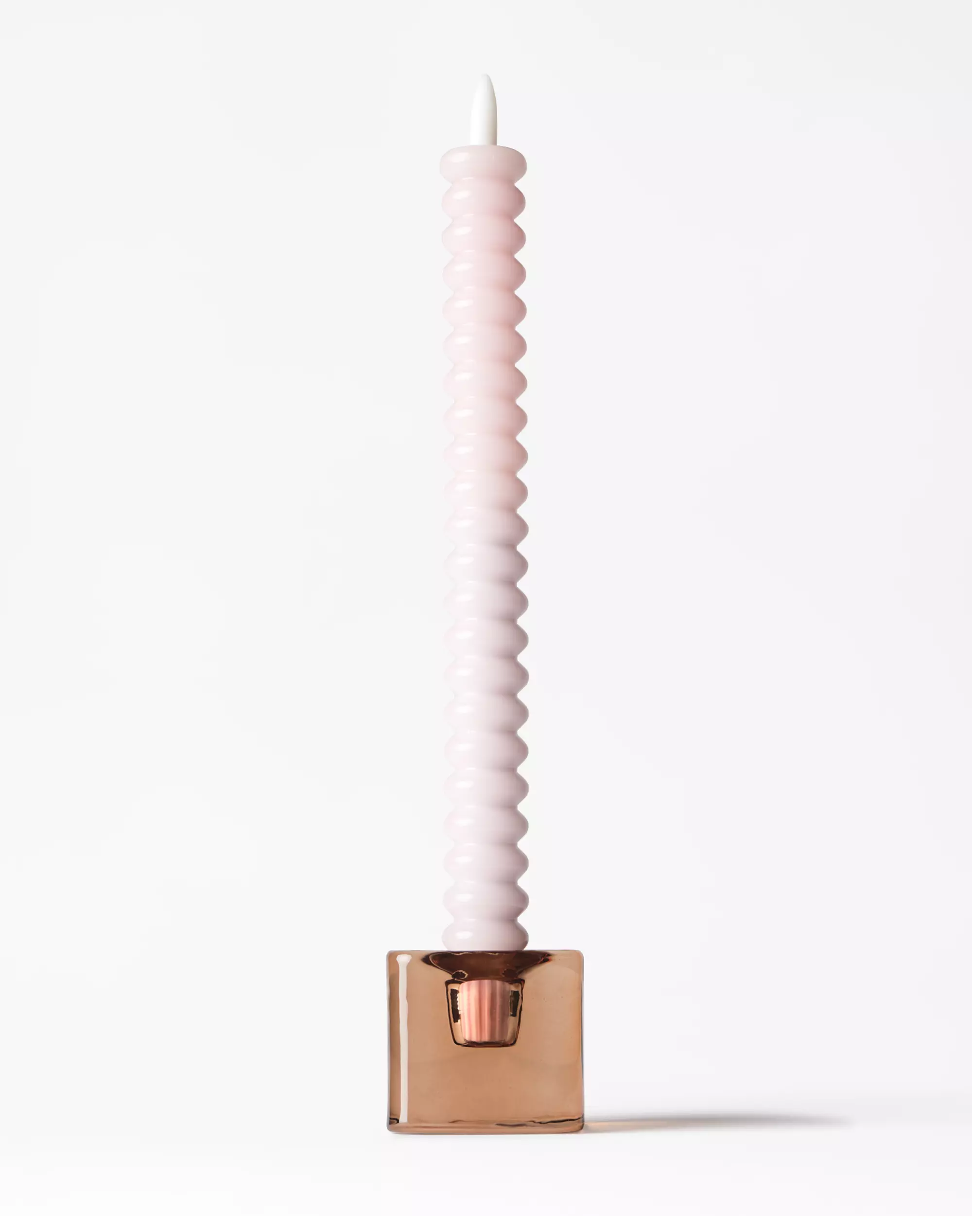bougie longue led 2,5x27,3cm nervurée rose clair
