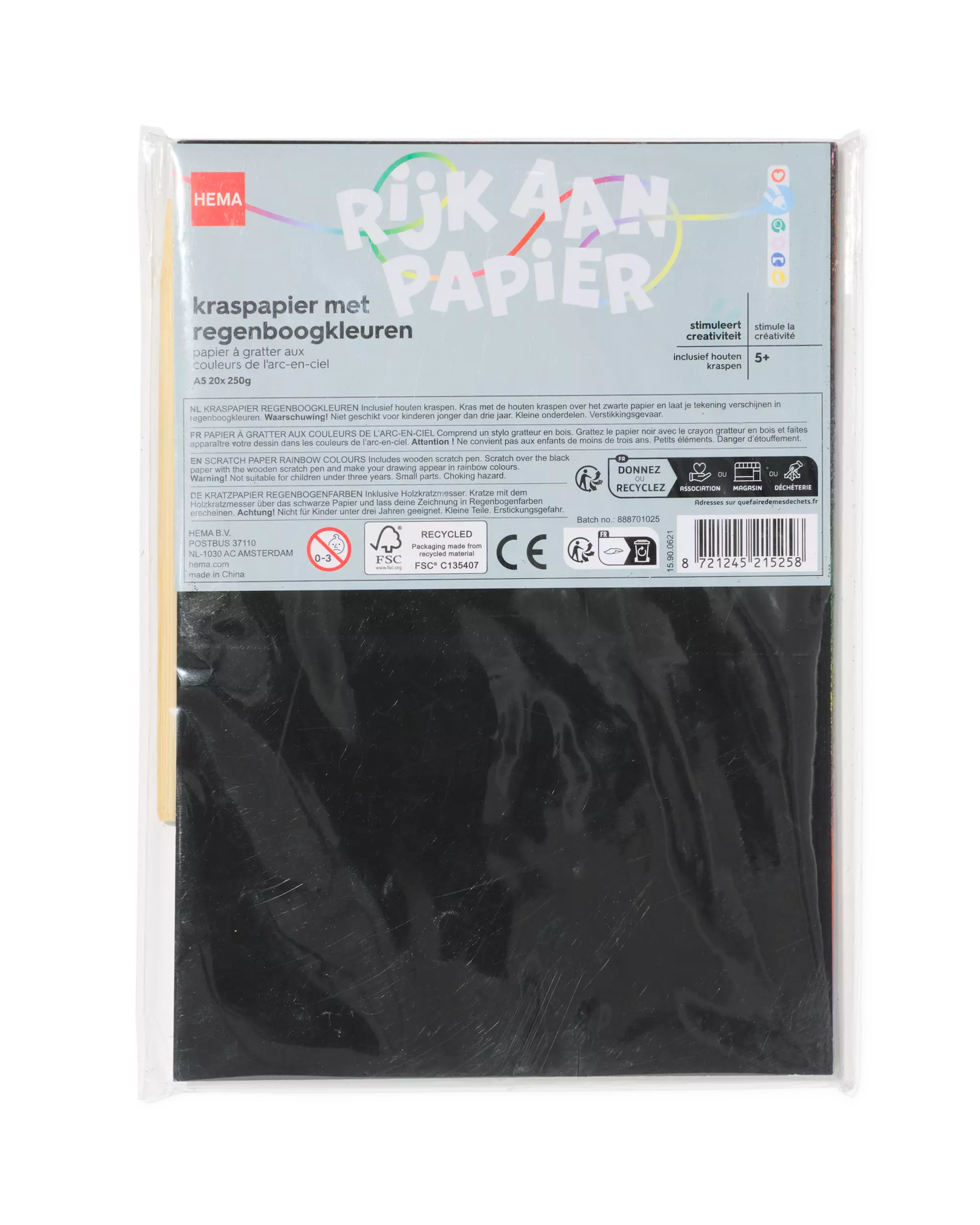 papier à gratter arc-en-ciel A5 - 20 pièces