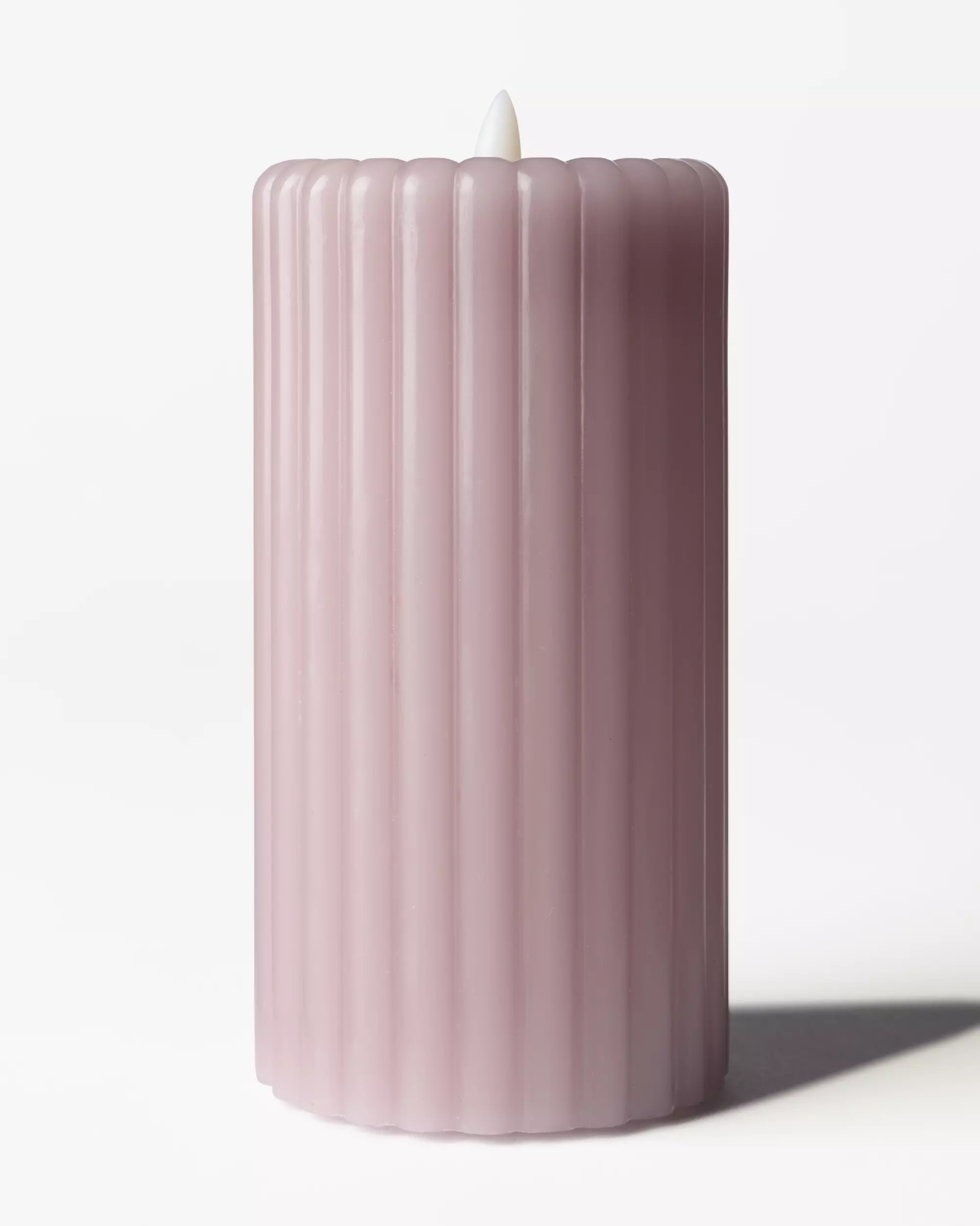 bougie cylindrique led ⌀7,5 x 15 cm nervurée naturelle