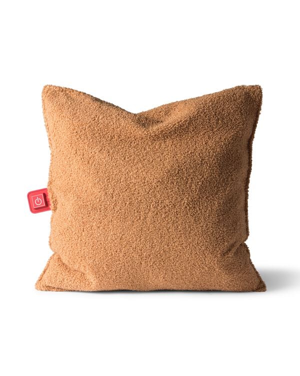 coussin chauffant 50 x 50 cm pelucheux marron - 13008027 - HEMA