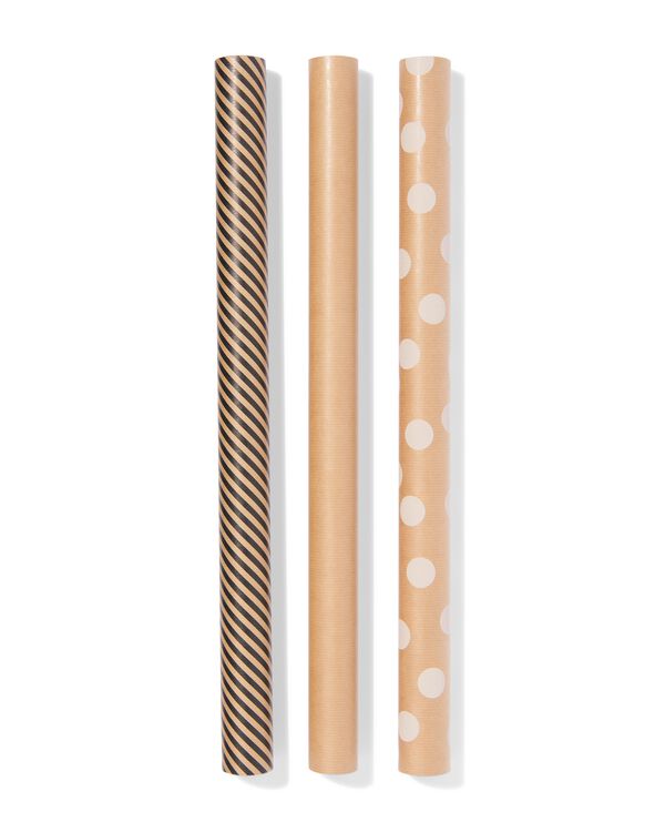 cadeaupapier kraft - 3 stuks - 14701183 - HEMA
