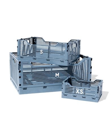 caisse pliante lettres recycl&eacute;e S bleu pierre bleu fonc&eacute; S  20 x 30 x 11,5 - 39811087 - HEMA