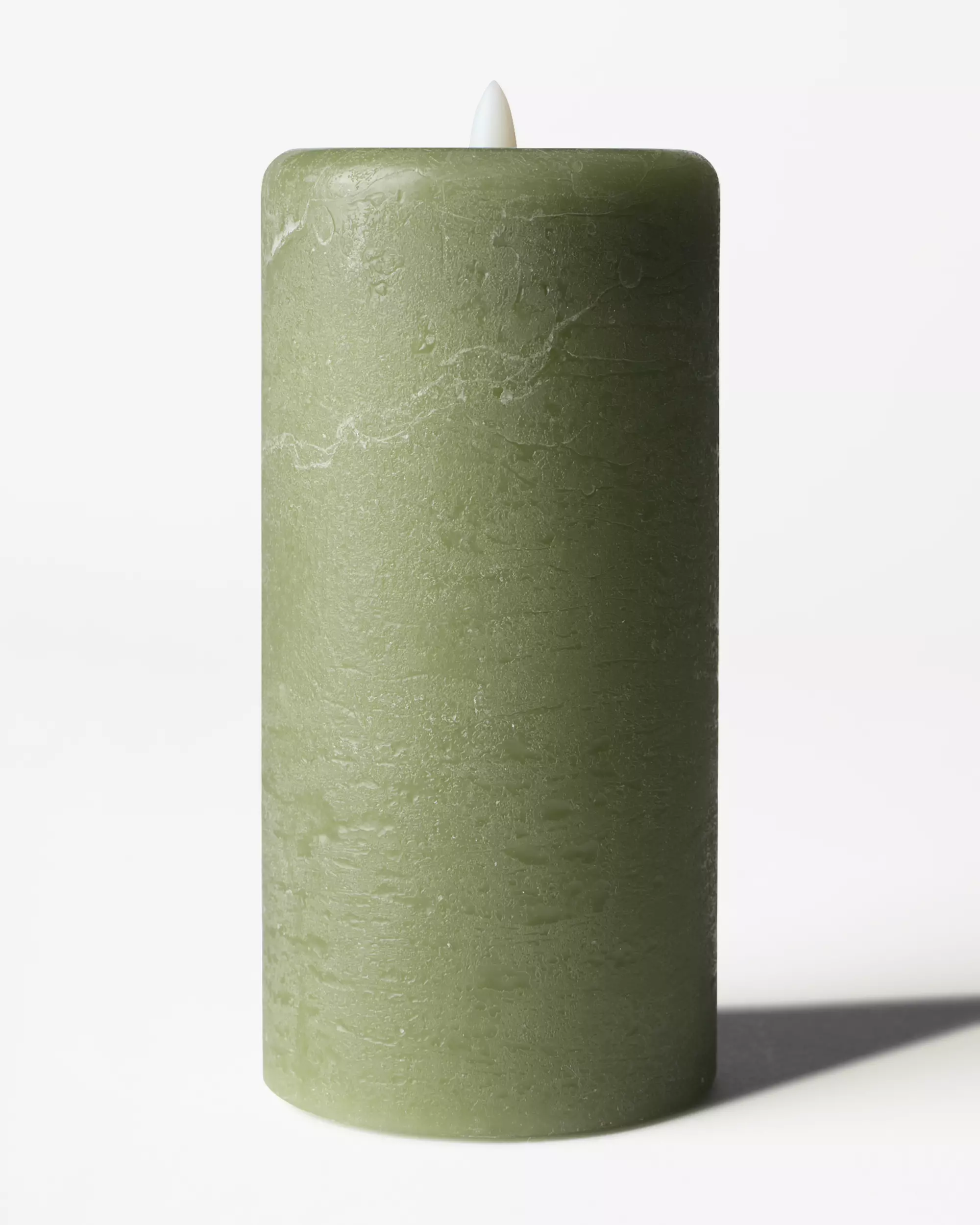 bougie cylindrique LED ⌀7,5 x 15 cm rustique verte
