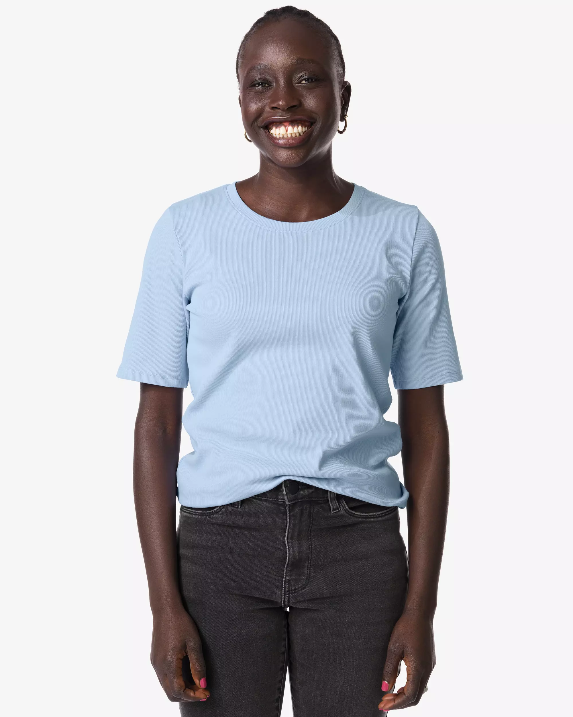 Damen-T-Shirt, normale Passform, gerippt