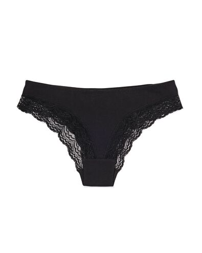 dames brazilian rib met kant zwart zwart - 21900245BLACK - HEMA