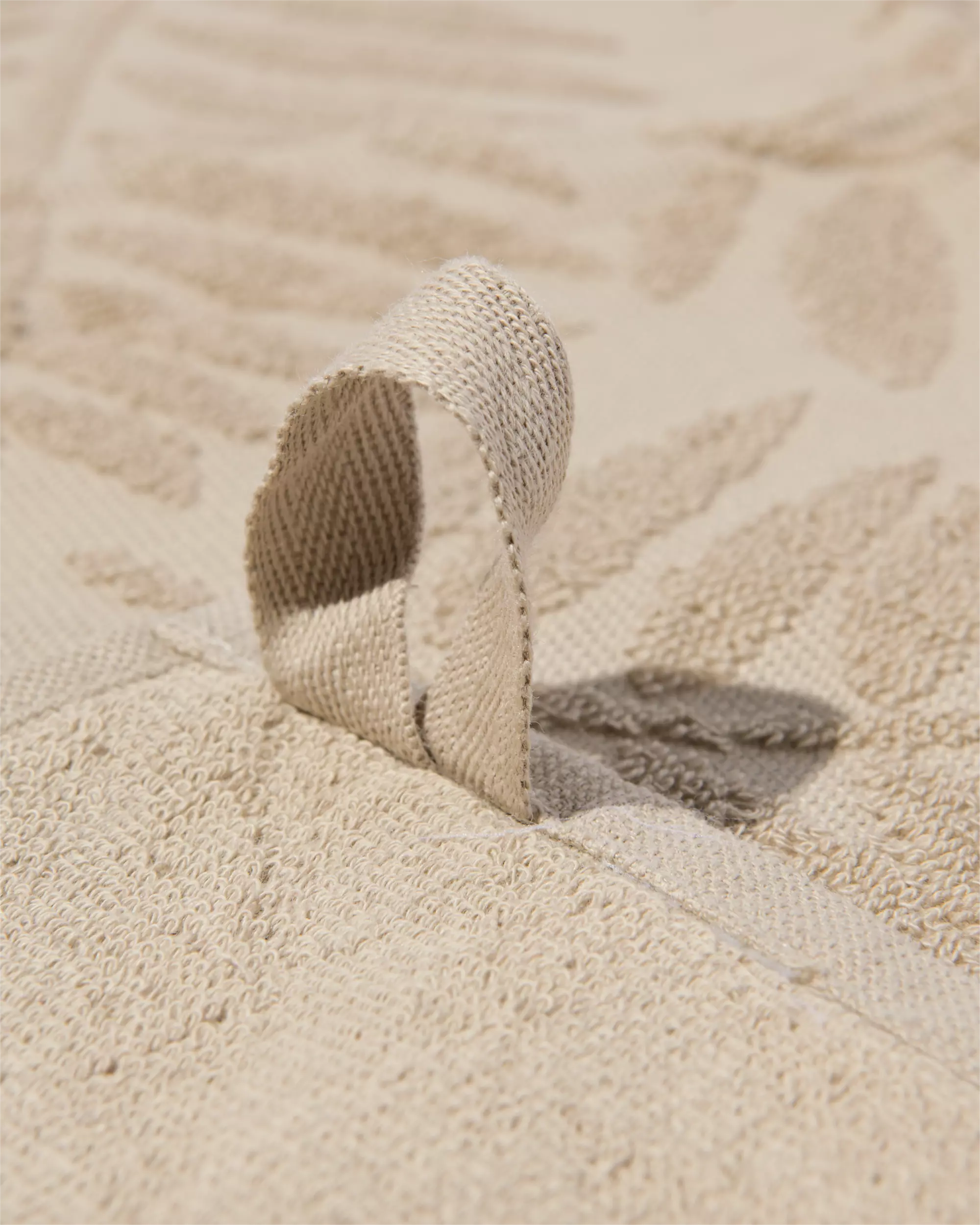 essuie-mains 50x50 coton feuilles sable