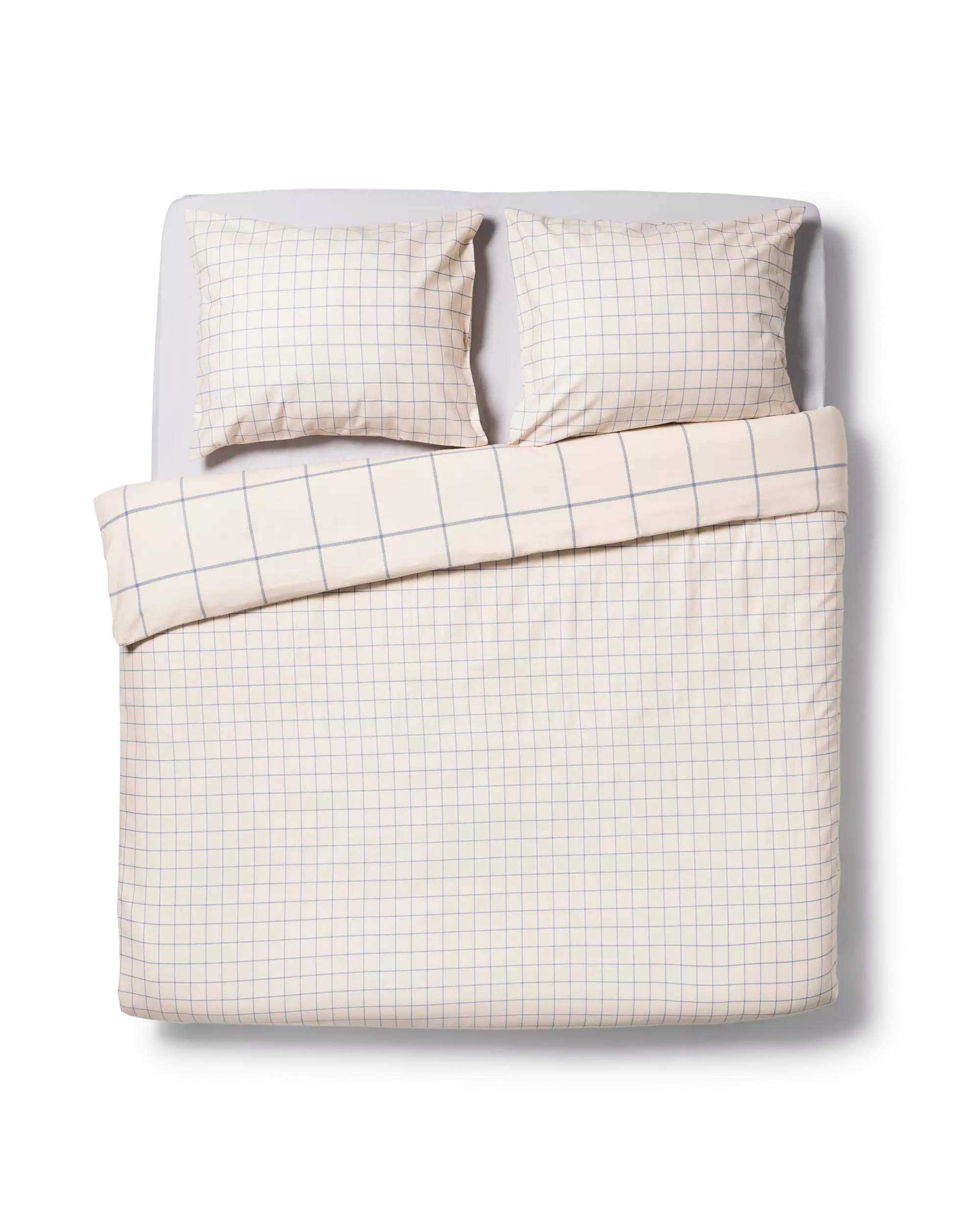housse de couette 200x200/220cm flanelle à carreaux bleus
