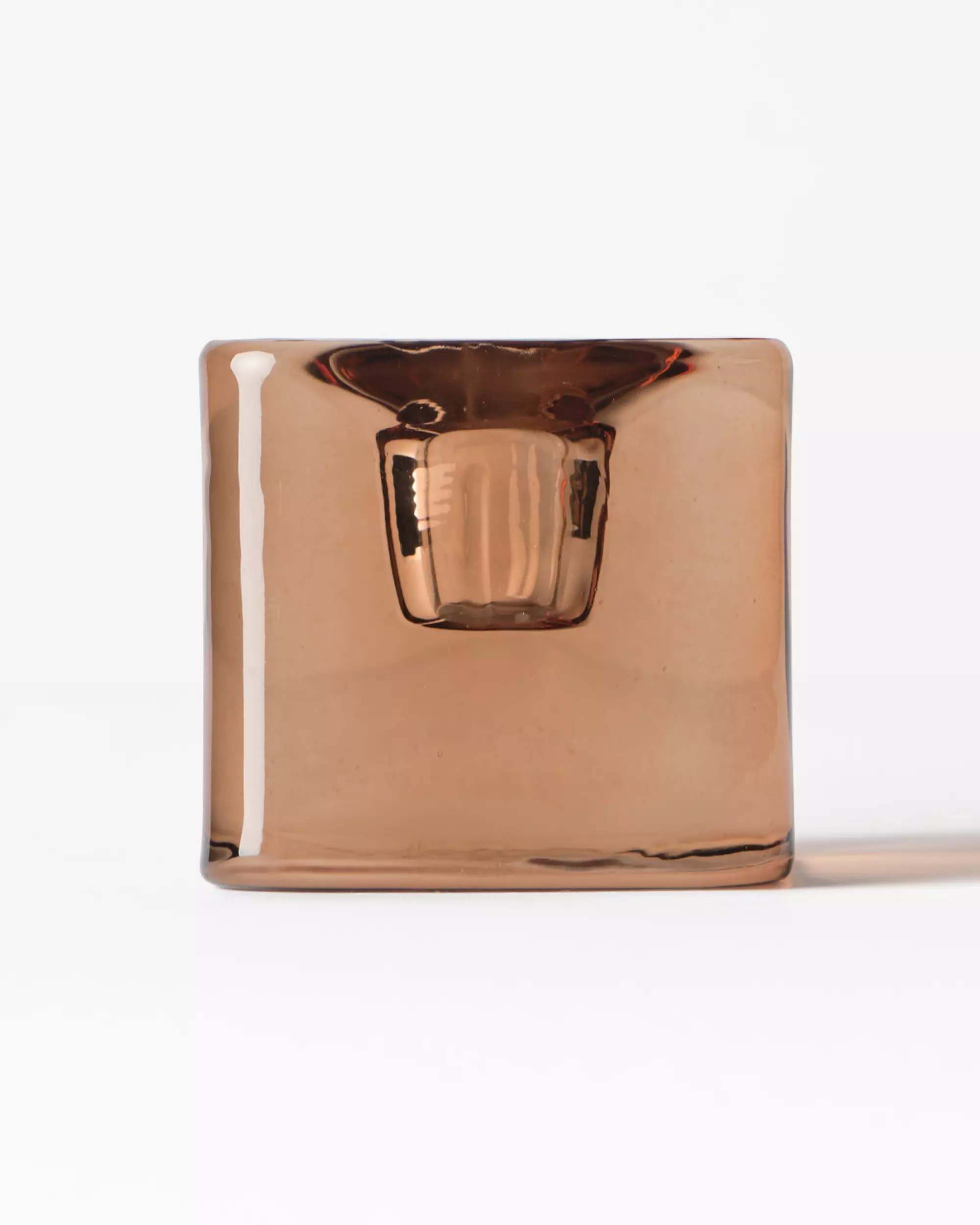 bougeoir ⌀5x5cm Kub verre marron