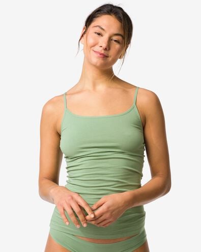 d&eacute;bardeur femme coton bretelles spaghetti vert - 19602455GREEN - HEMA