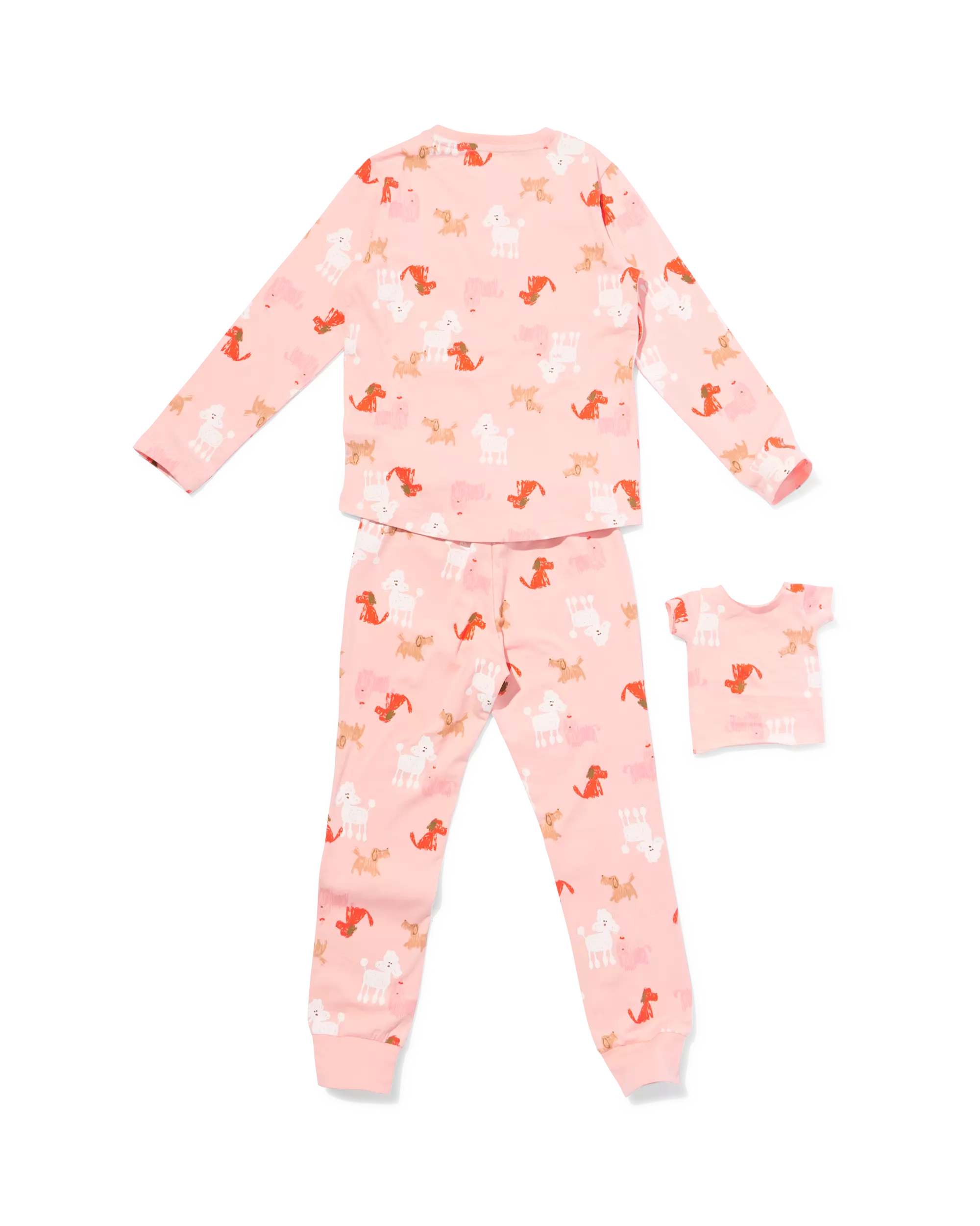 Kinderpyjama, Hunde, mit Puppenpyjama