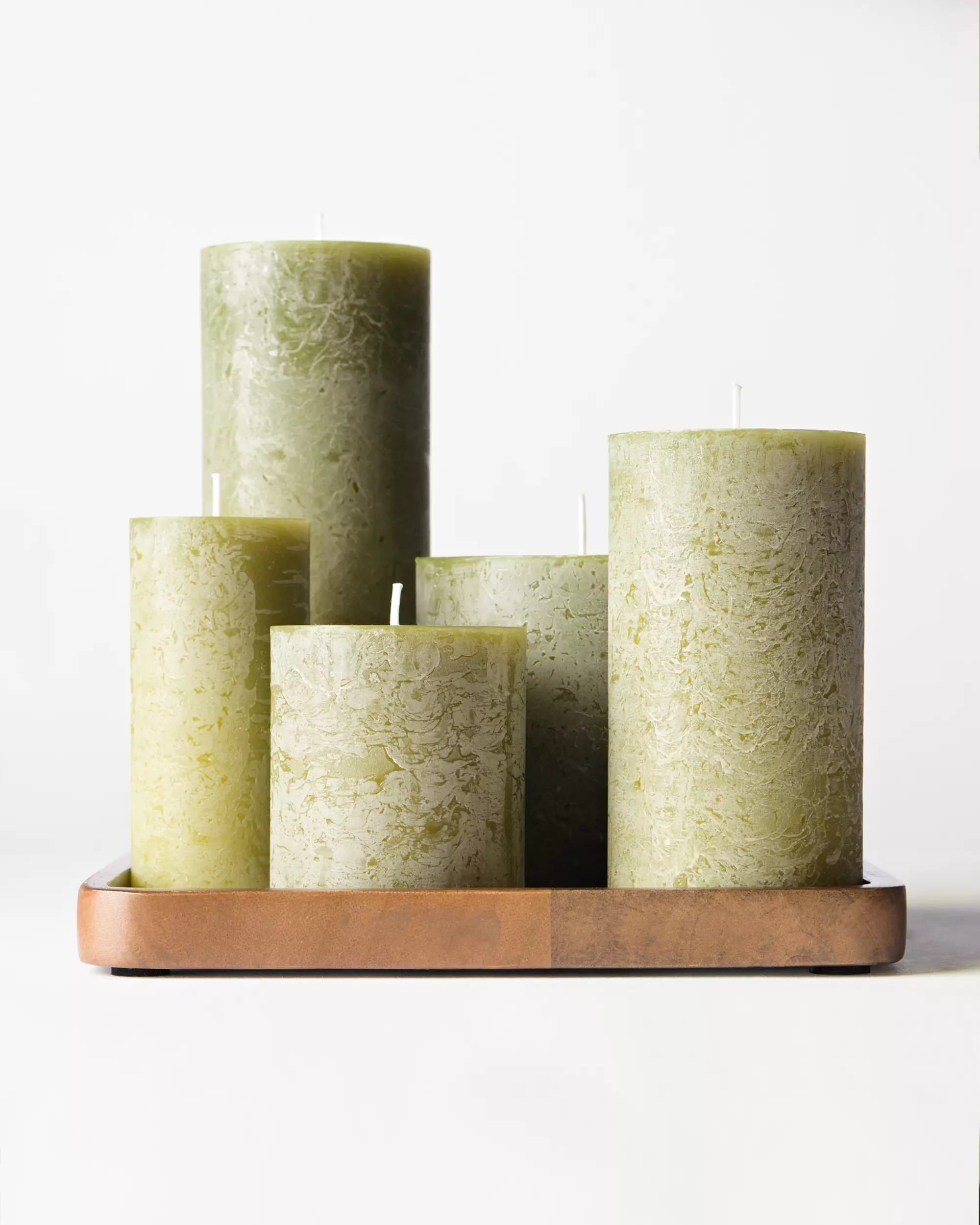 bougie cylindrique ⌀5 x 11 cm rustique olive