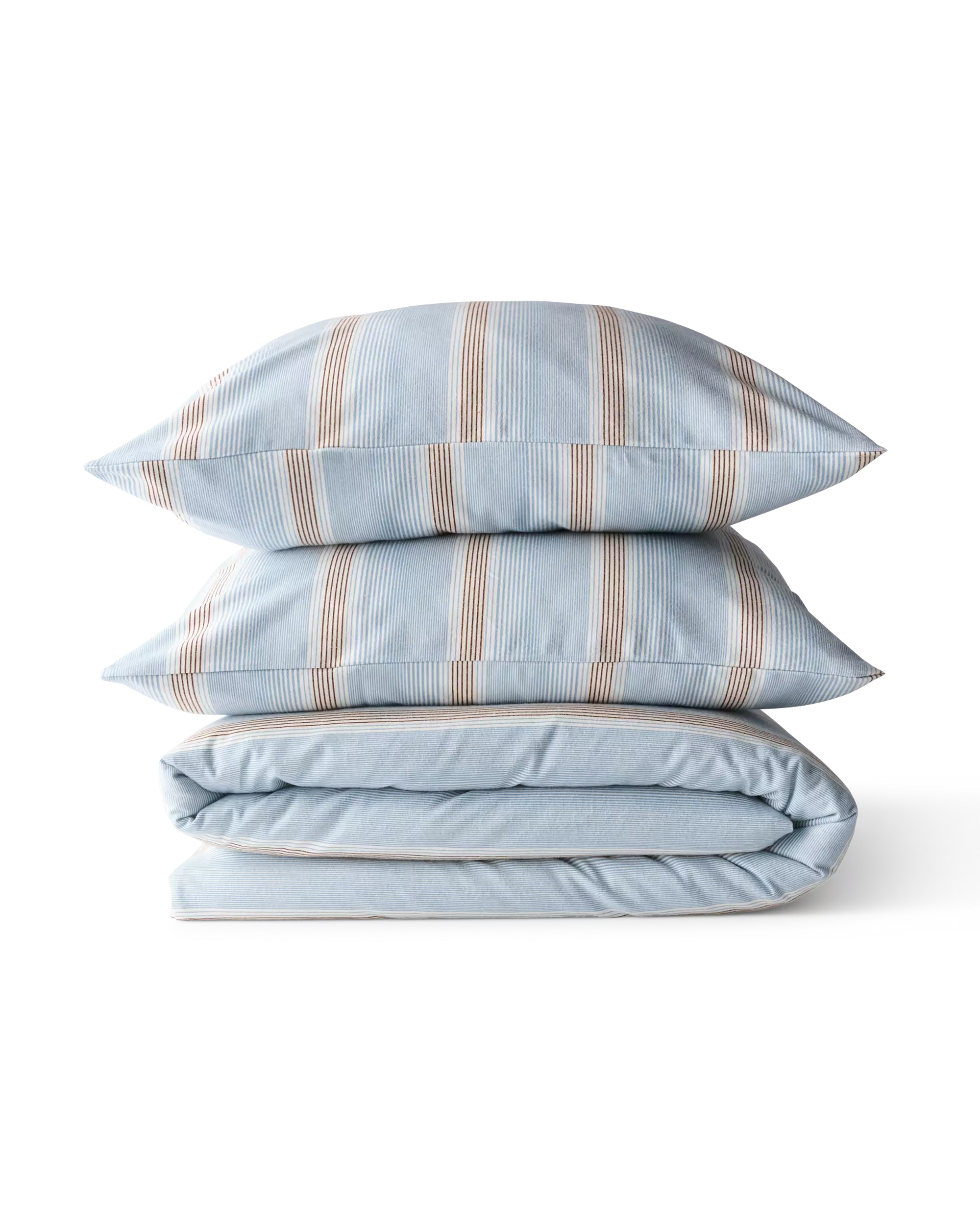 Bettbezug 200 × 200/220 cm, Flanell, gestreift, blau