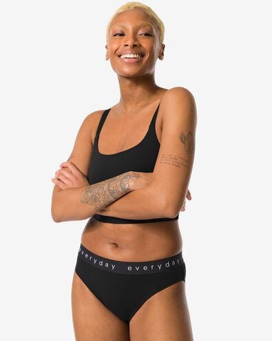 Damenslip mit &bdquo;everyday&ldquo; auf dem Bund schwarz schwarz - 19680144BLACK - HEMA