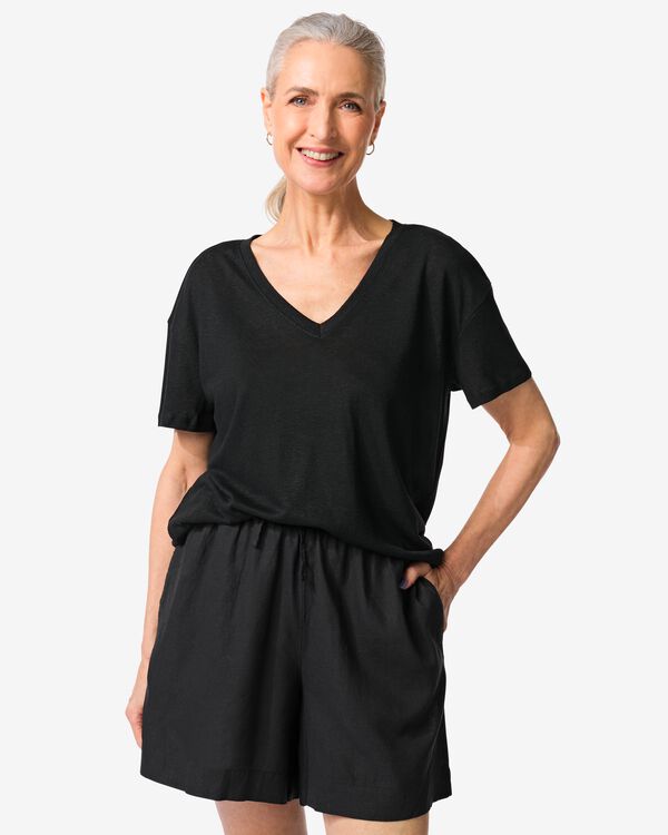 dames T-shirt zwart zwart - 36263550BLACK - HEMA