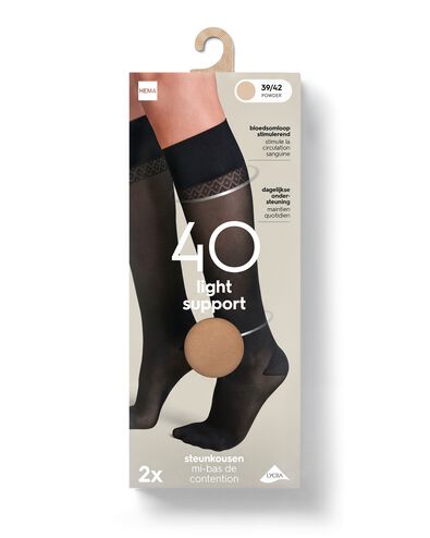 2-pak kniekousen licht ondersteunend 40 denier poeder poeder - 4042175POWDER - HEMA